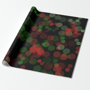 Papier Cadeau Rouge Vert noir bulles effet Bokeh