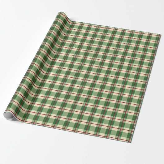 Papier Cadeau Rouge Vert Plaid Noël Check Plaid Cadeau Wrappin (Déroulé)