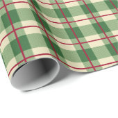 Papier Cadeau Rouge Vert Plaid Noël Check Plaid Cadeau Wrappin (Coin rond)