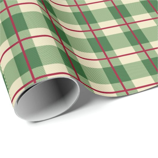 Papier Cadeau Rouge Vert Plaid Noël Check Plaid Cadeau Wrappin (Coin rond)