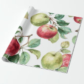 Papier Cadeau Rouge vert pomme Motif Aquarelle Russe (Déroulé)