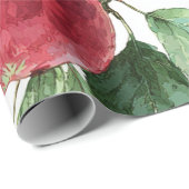 Papier Cadeau Rouge vert pomme Motif Aquarelle Russe (Coin rond)