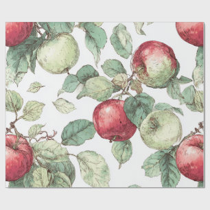 Papier Cadeau Rouge vert pomme Motif Aquarelle Russe