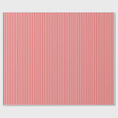 Papier Cadeau Rouge vif et rayures blanches (Plat)