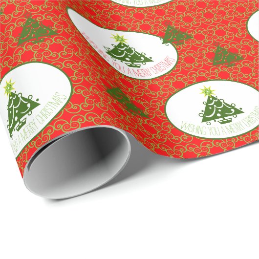 Papier Cadeau Rouge vif et vert citron (Coin rond)