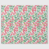 Papier Cadeau Rouges de Noël Vert (Plat)