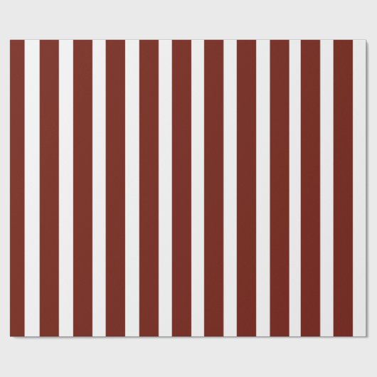 Papier Cadeau Rouges foncés et blancs rayures verticales classiq (Plat)