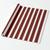 Papier Cadeau Rouges foncés et blancs rayures verticales classiq (Déroulé)