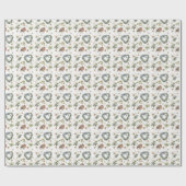 Papier Cadeau Rouges-gorges et Fleurs (Plat)