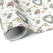 Papier Cadeau Rouges-gorges et Fleurs (Coin rond)