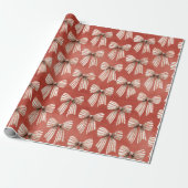 Papier Cadeau Rouges Rubans Rayés Noël (Déroulé)
