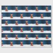 Papier Cadeau Rough Collie chien avec cadeaux de Noël (Plat)