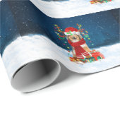 Papier Cadeau Rough Collie chien avec cadeaux de Noël (Coin rond)