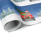 Papier Cadeau Rough Collie chien avec cadeaux de Noël (Coin rond)