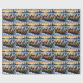 Papier Cadeau Rough Collie Christmas Boat Holiday (Plat)