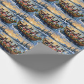 Papier Cadeau Rough Collie Christmas Boat Holiday (Coin)