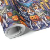 Papier Cadeau Rough Collie Trick-or-Treating Halloween Costumes (Coin rond)