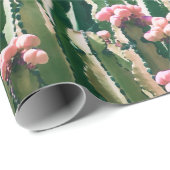 Papier Cadeau Rougissent le cactus (Coin rond)