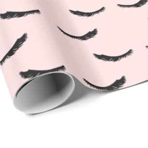 Papier Cadeau Rougissent les cils noirs roses fascinants