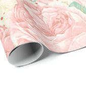 Papier Cadeau Rougissent les roses de Bohème roses de pastel de (Coin rond)