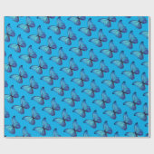 Papier cadeau Rouleau Bleu Morpho Papillons (Plat)