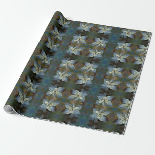 Papier cadeau Rouleau bleu Poinsettia