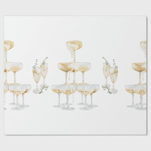 Papier Cadeau Rouleau de mariage élégant au Champagne (Plat)