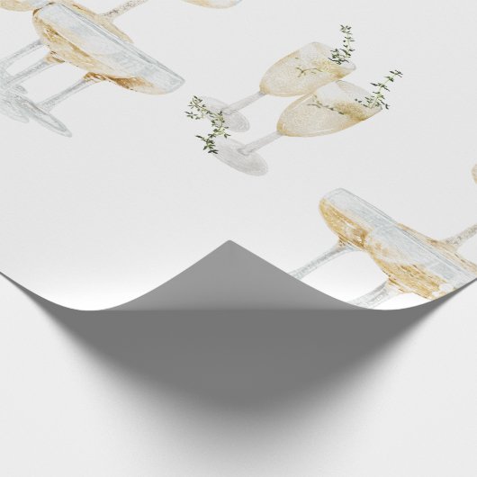 Papier Cadeau Rouleau de mariage élégant au Champagne (Coin)