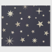 Papier Cadeau Rouleau moderne Festif Black Gold Star (Plat)