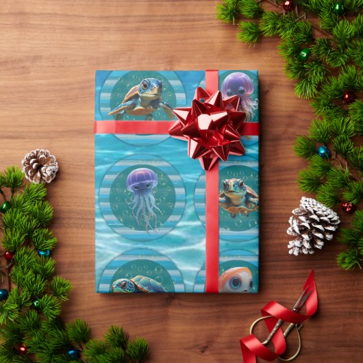 Papier Cadeau Rouleaux en papier d'enrobage Bubbly Seas 5 (Cadeau de vacances)