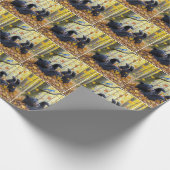 Papier Cadeau Roulement De L'Ours Noir Dans Les Feuilles D'Autom (Coin)