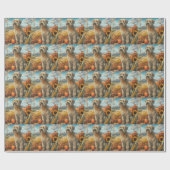 Papier Cadeau Rouler Terrier Chien Automne Moisson Thankgiving (Plat)