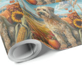 Papier Cadeau Rouler Terrier Chien Automne Moisson Thankgiving (Coin rond)
