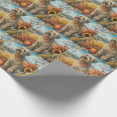 Papier Cadeau Rouler Terrier Chien Automne Moisson Thankgiving (Coin)