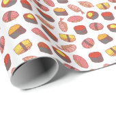 Papier Cadeau Roulettes de sushi, gribouillis, papier peint colo (Coin rond)
