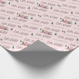 Papier Cadeau Roulons L'aventure commence rose Retro Van