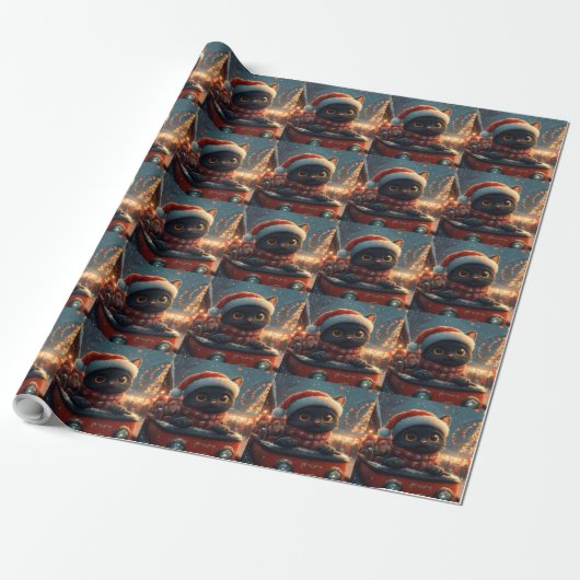 Papier Cadeau Roulotte de Noël Black Cat (Déroulé)