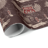 Papier Cadeau Route 66 Rétro (Coin rond)