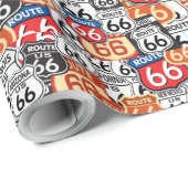 Papier Cadeau Route 66 Signes routiers (Coin rond)