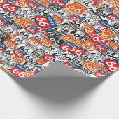 Papier Cadeau Route 66 Signes routiers (Coin)
