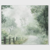 Papier Cadeau Route de campagne brumeuse - Sentier forestier - P (Plat)