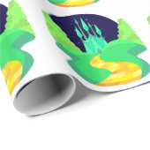 Papier Cadeau route en brique jaune (Coin rond)