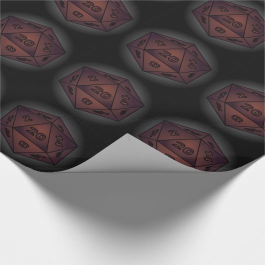 Papier Cadeau roux noir roux 20 dice ttrpg d&d (Coin)