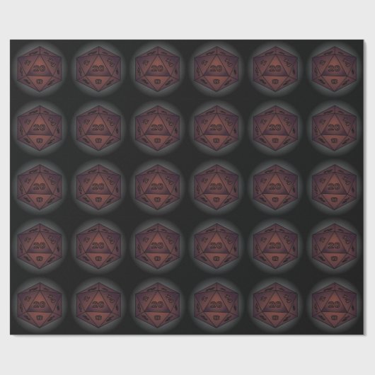 Papier Cadeau roux noir roux 20 dice ttrpg d&d (Plat)