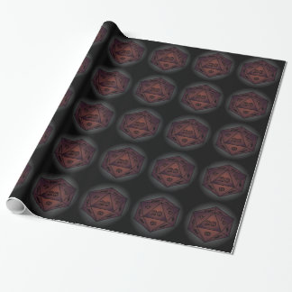 Papier Cadeau roux noir roux 20 dice ttrpg d&d