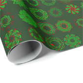 Papier Cadeau Rows of Wreaths Holiday Wrapping Paper (Coin rond)