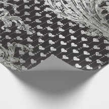 Royal Black Hearts Baroque Silver Hearts Grey