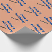 Papier Cadeau Royal bleu et pêche heureux anniversaire (Coin)