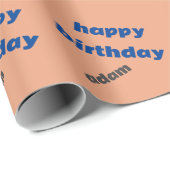 Papier Cadeau Royal bleu et pêche heureux anniversaire (Coin rond)