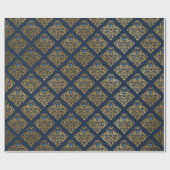 Papier Cadeau Royal bleu luxe damask Anniversaire MARIAGE WRAP (Plat)